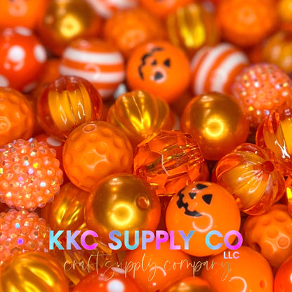 Orange Pumpkin Bubblegum Bead Mix 20mm