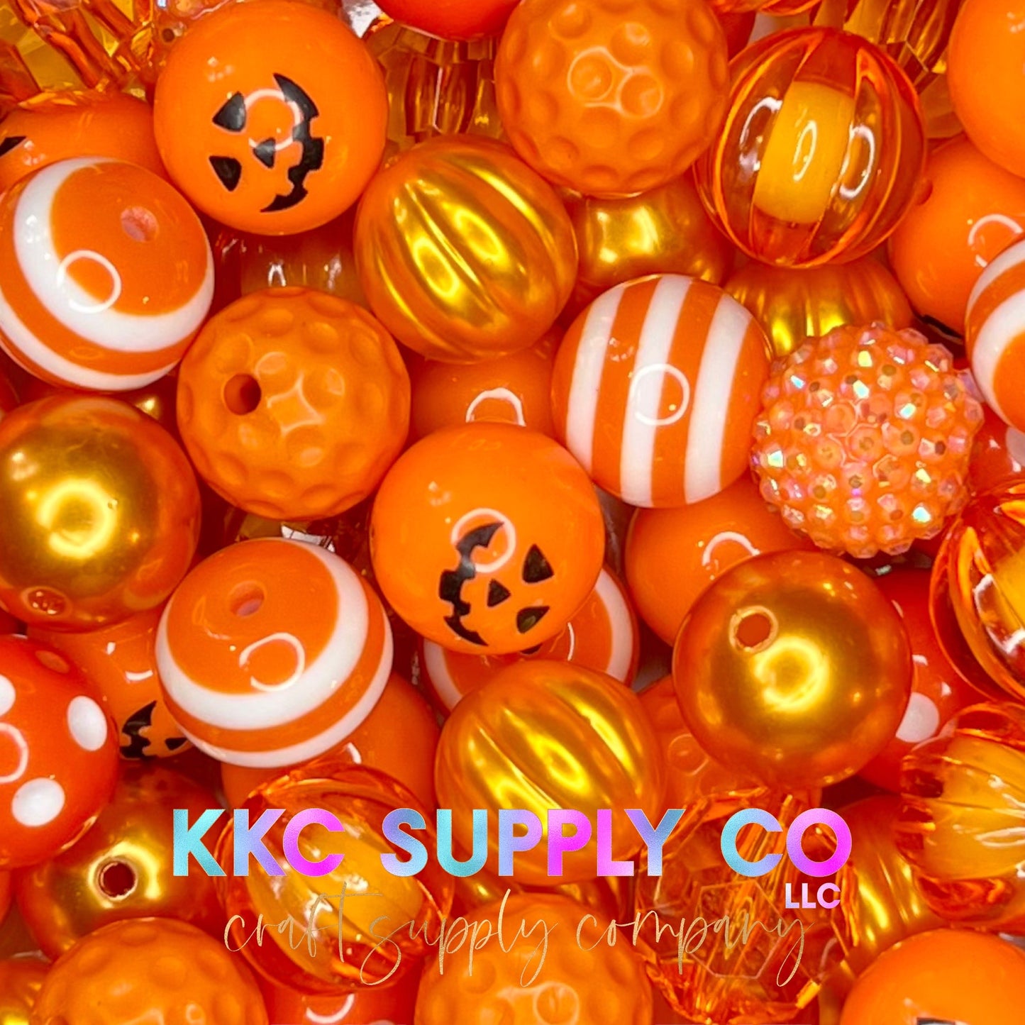 Orange Pumpkin Bubblegum Bead Mix 20mm