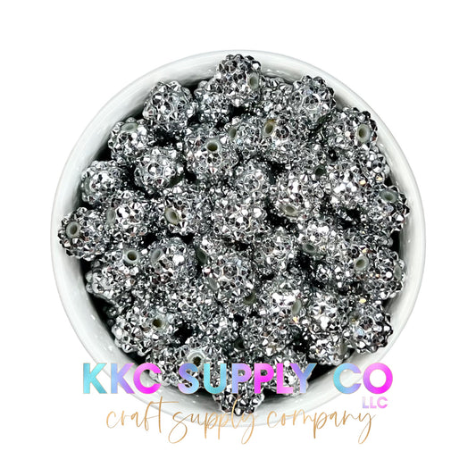 Sterling Silver Rhinestone Bubblegum Beads 12mm