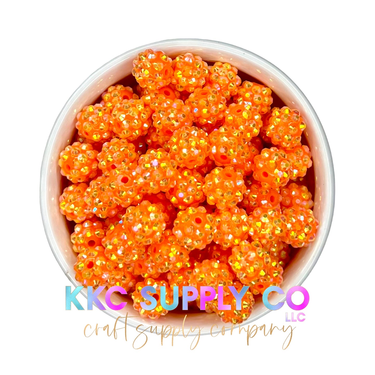 Orange AB Rhinestone Bubblegum Bead 12mm