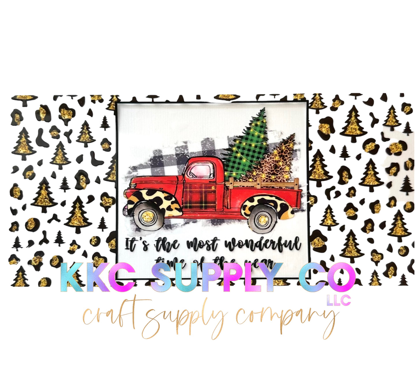 UV1690-It’s The Most Wonderful Time Christmas Truck 16oz UV DTF Wrap