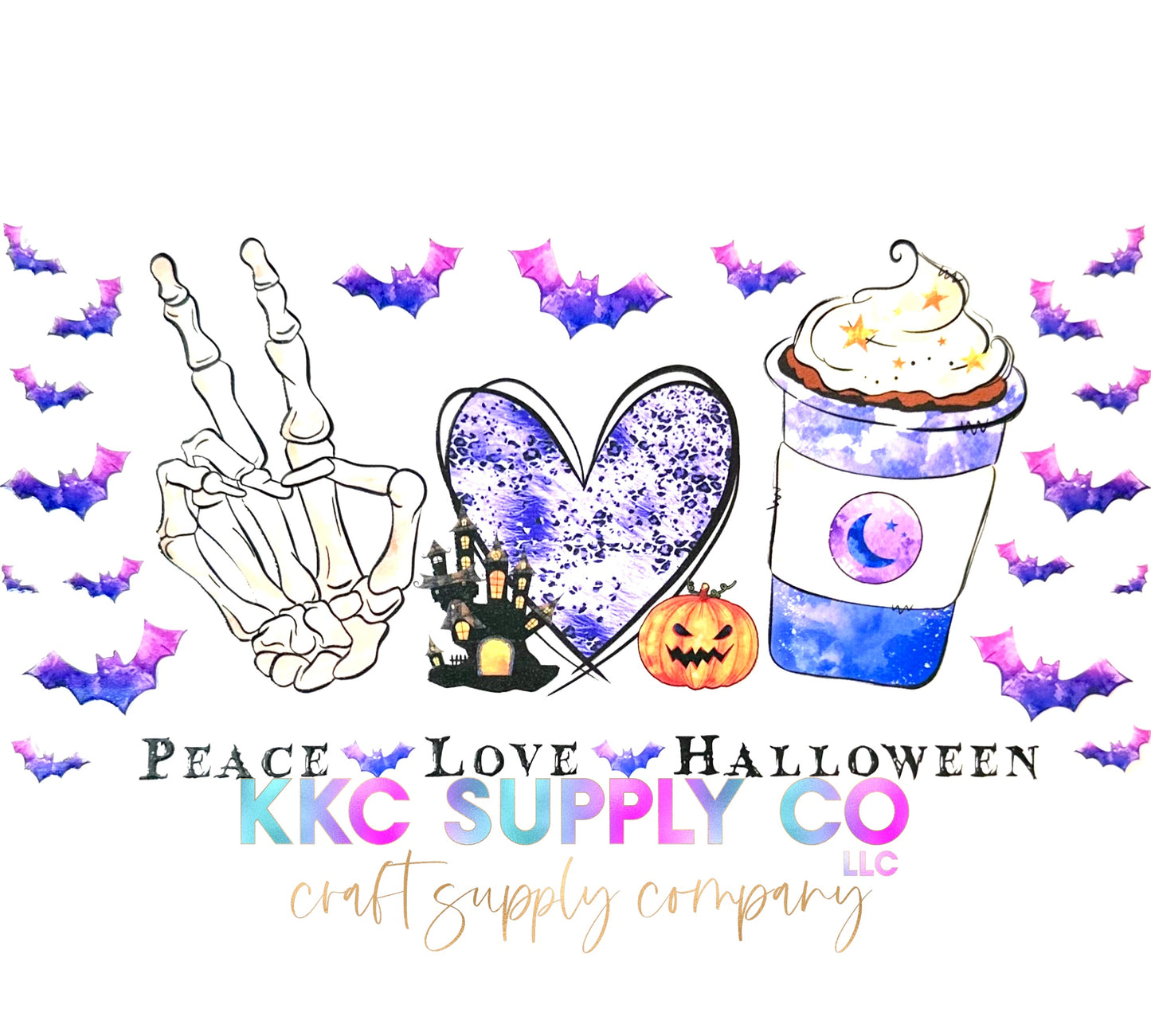 UV1630-Peace Love Halloween 16oz UV DTF Wrap