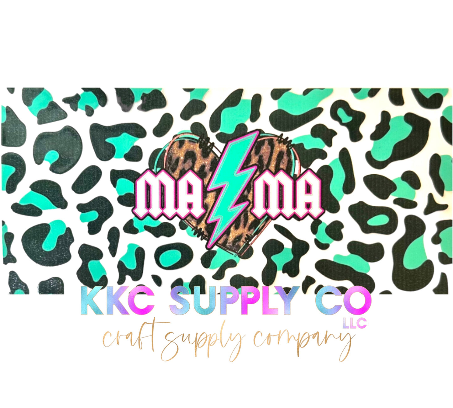 UV1638-Leopard Mama with Lightening Bolt 16oz UV DTF Wrap