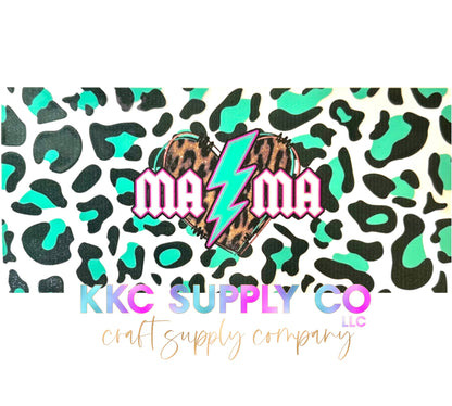 UV1638-Leopard Mama with Lightening Bolt 16oz UV DTF Wrap