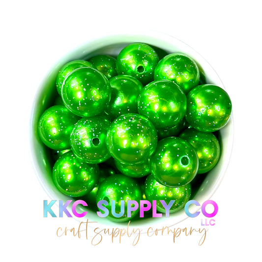 Green Glitter Bubblegum Bead 20mm