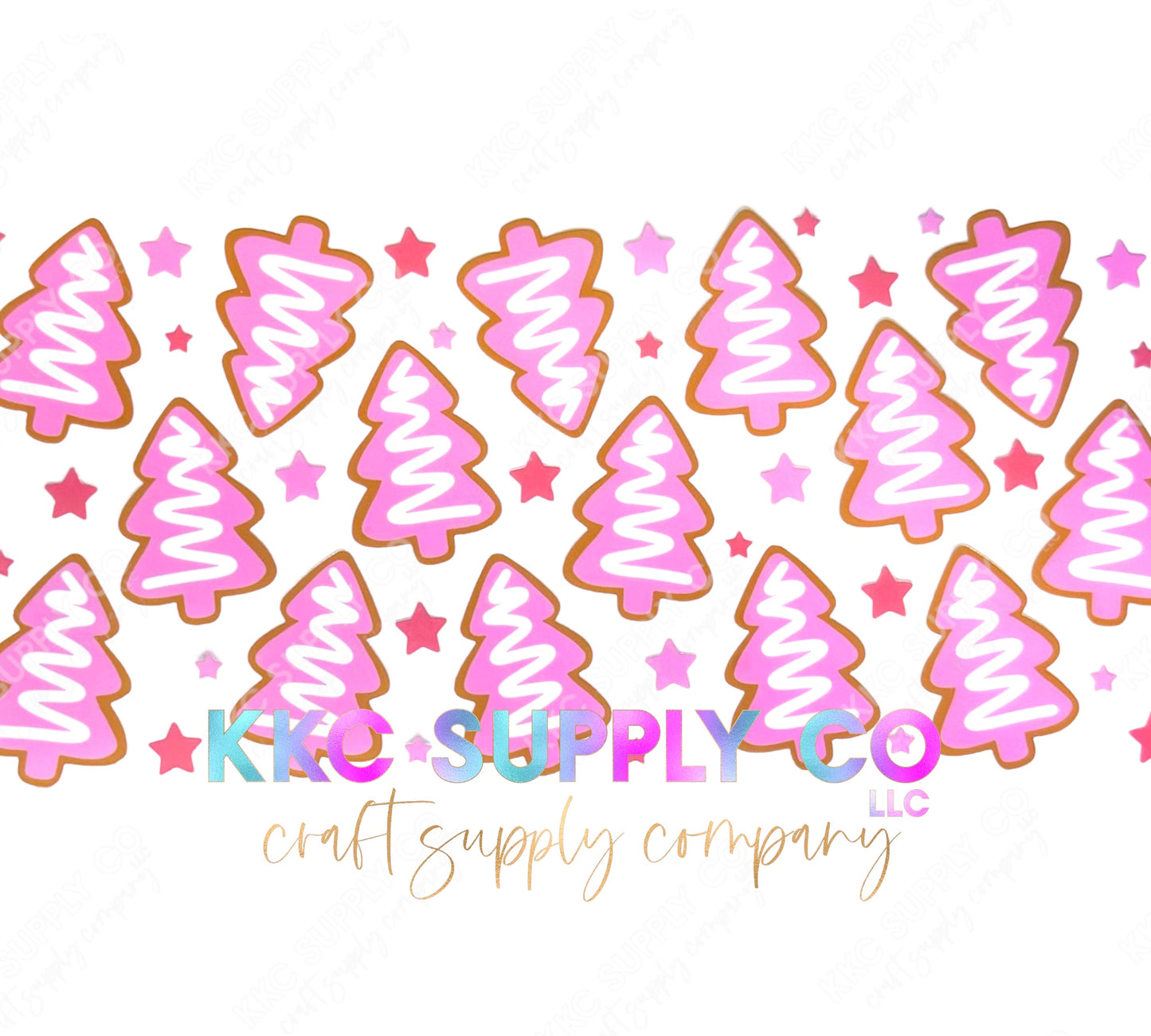 UV16155-Pink Christmas Trees 16oz UV DTF Wrap