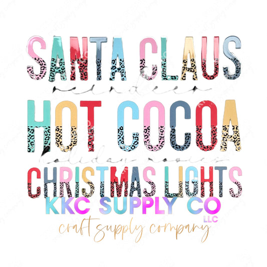 UV16213-Santa Claus, Hot Cocoa, Christmas Lights 16oz UV DTF Decal