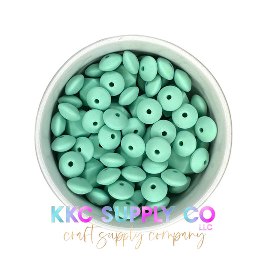 SS22-Mint Green Silicone Lentil Bead 12mm