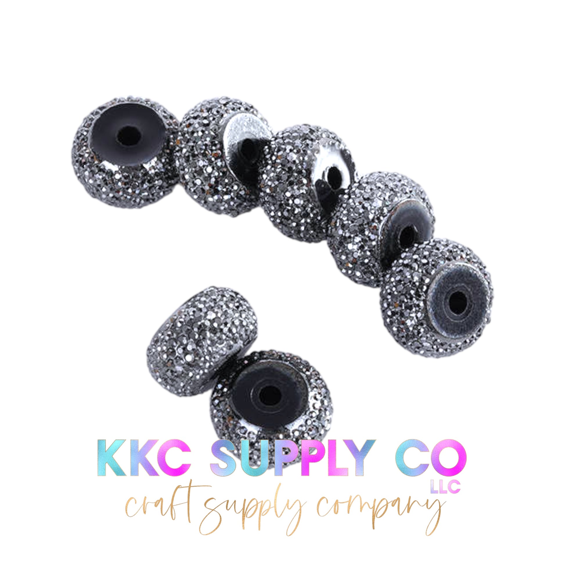 Glitter Rhinestone Spacer Beads-Black/Gun Metal – KKC Supply Co, LLC