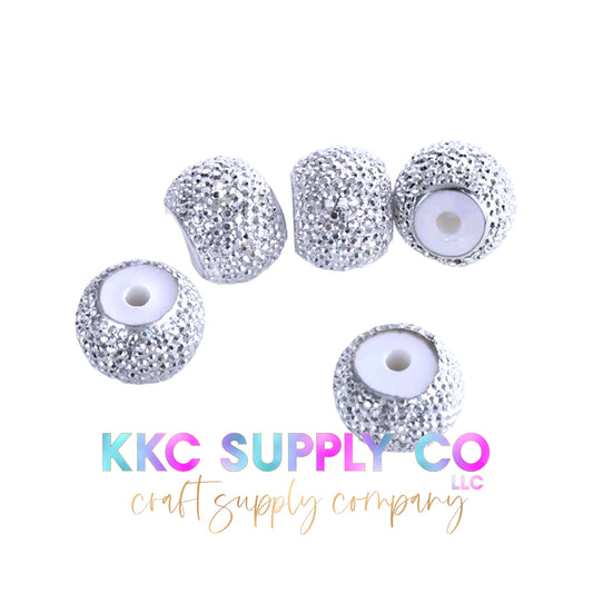 Glitter Rhinestone Spacer Beads-Silver