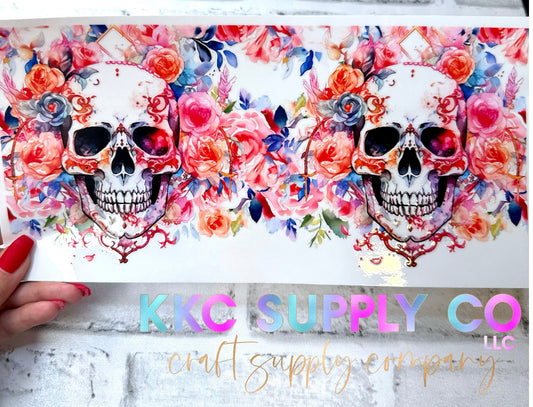 UV4009-Floral Skull 40oz UV DTF Wrap