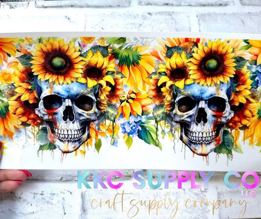 UV4004-Sunflower Skull 40oz UV DTF Wrap