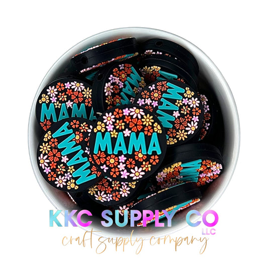 Retro Floral Mama Silicone Focal Bead