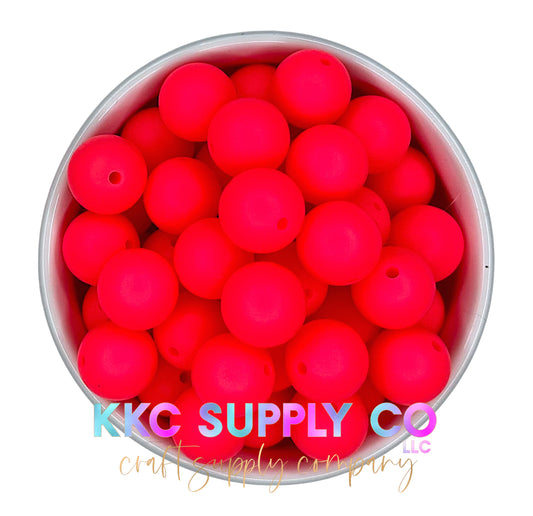 SS48-Electric Pink Solid Silicone Bead 15mm