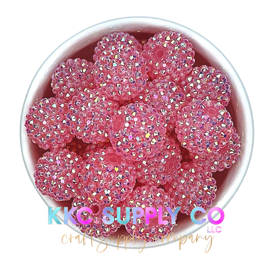 Jelly Pink AB Rhinestone Bubblegum Bead 20mm