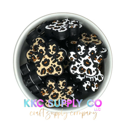 Leopard Paw Print Silicone Focal Bead