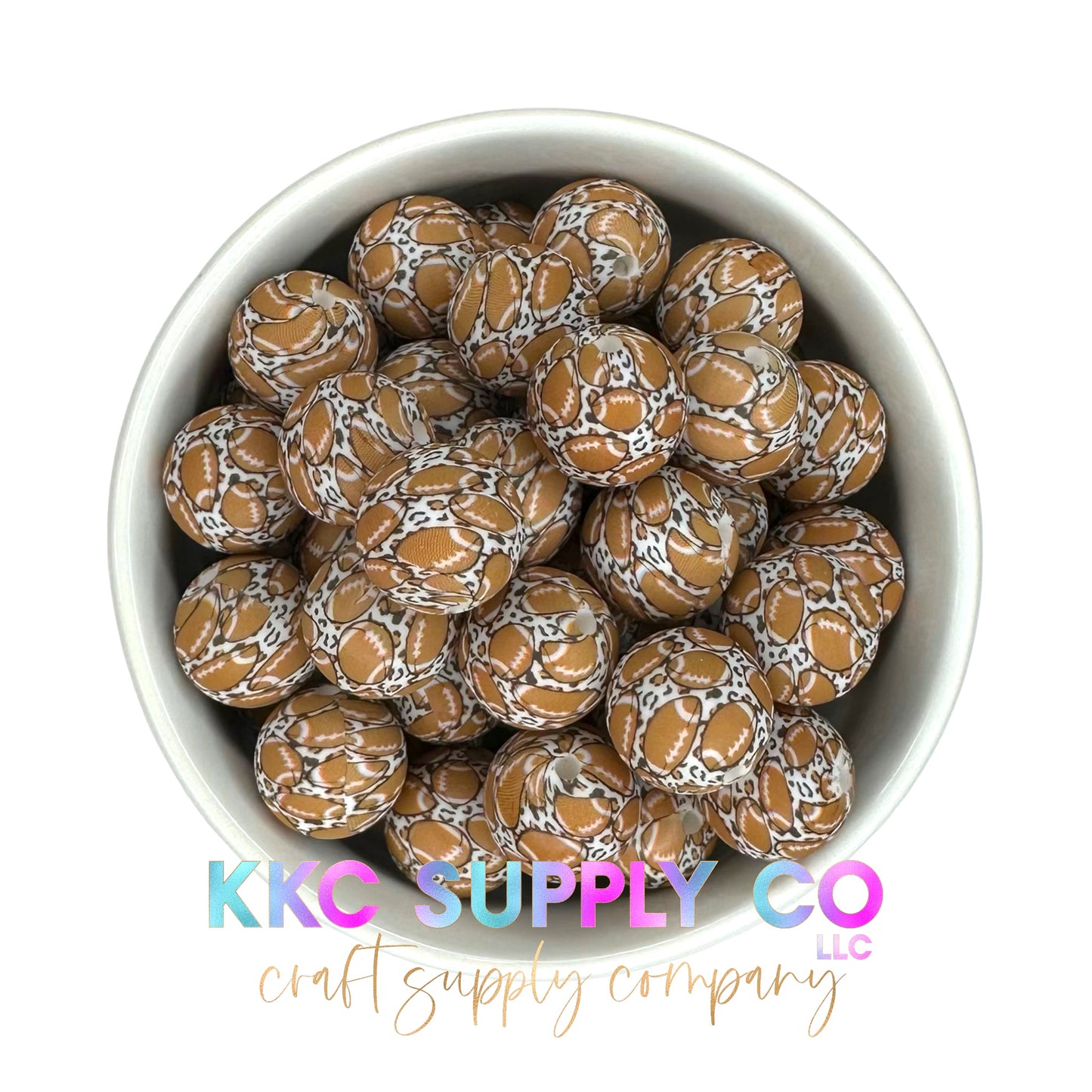 SP85-Leopard Football 15mm Silicone Bead