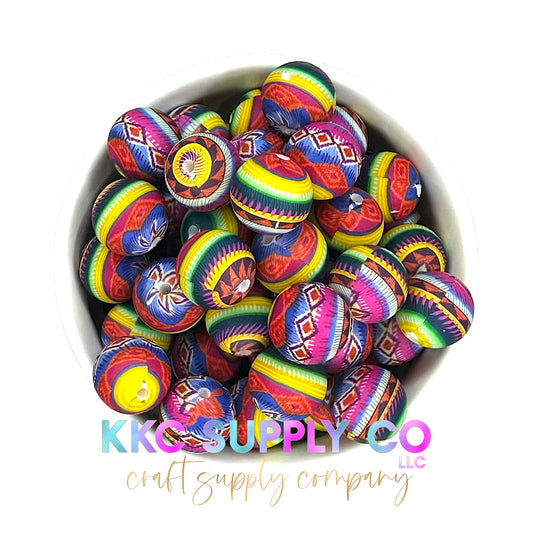 SP81-Colorful Striped Aztec 15mm Silicone Beads
