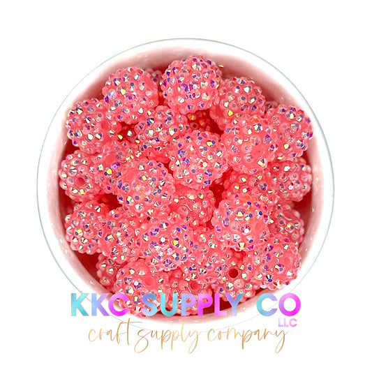 Pink Jelly AB Rhinestone Bubblegum Bead 16mm