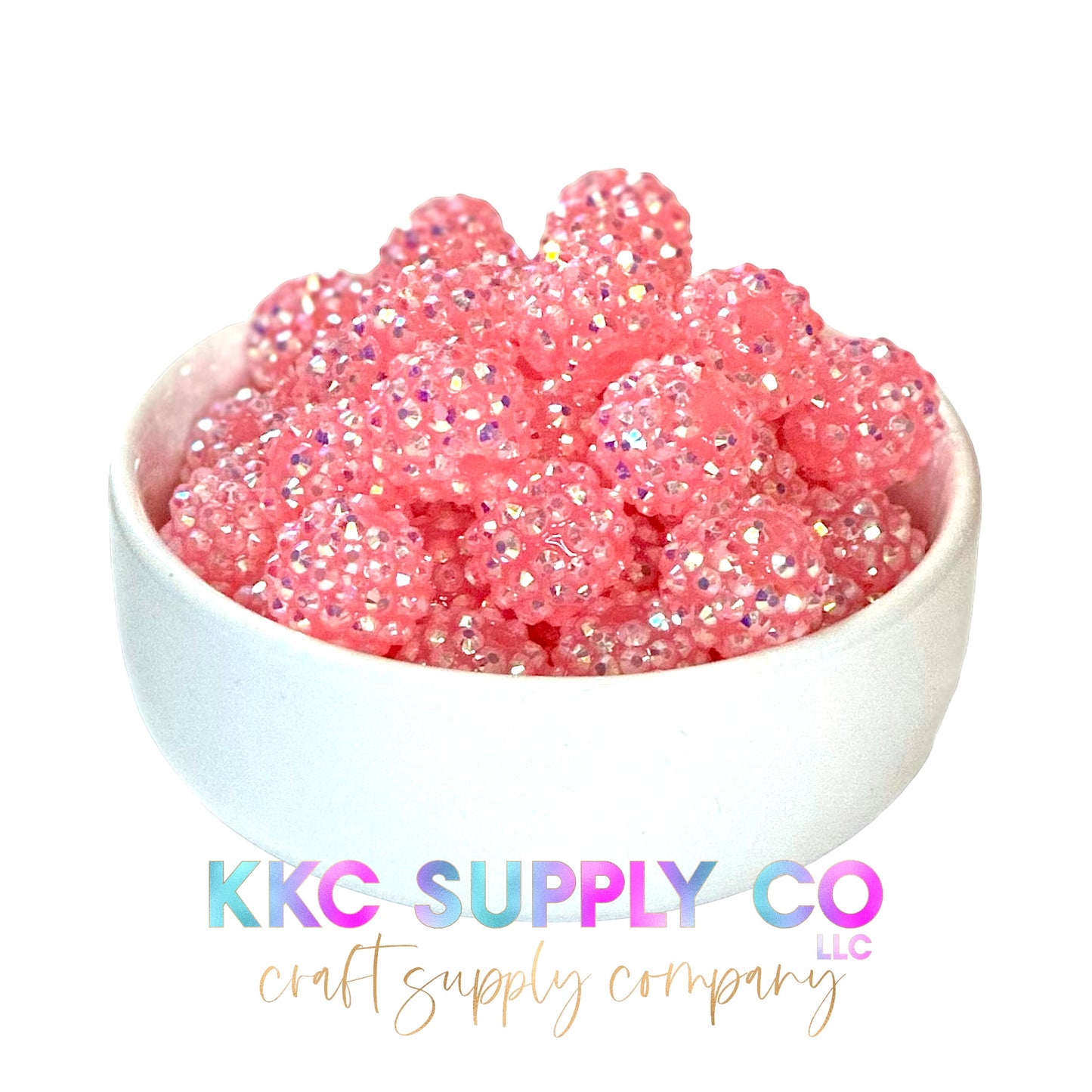 Pink Jelly AB Rhinestone Bubblegum Bead 16mm