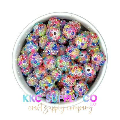 Spring Confetti Rhinestone Bubblegum Bead 14mm