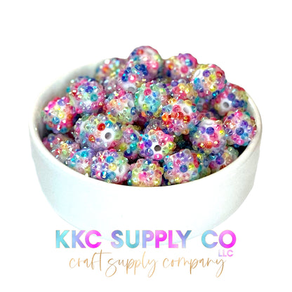 Spring Confetti Rhinestone Bubblegum Bead 14mm