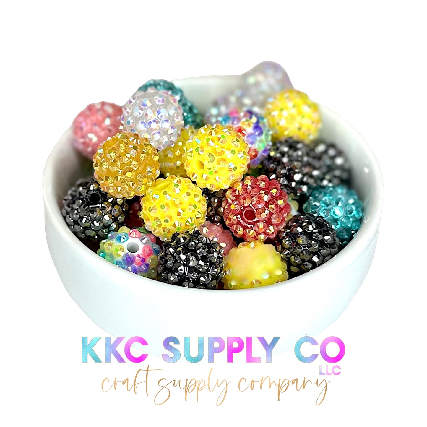 Color Mix Rhinestone Bubblegum Beads 16mm