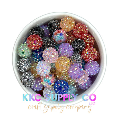 Mix Color Rhinestone Bubblegum Bead 14mm