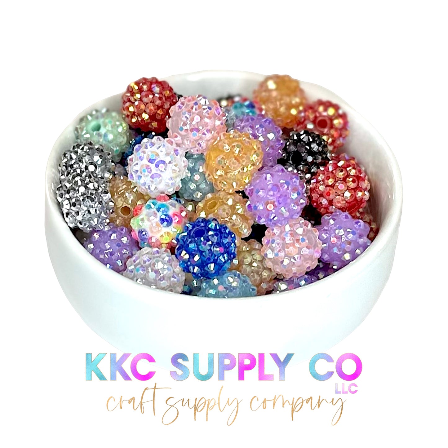 Mix Color Rhinestone Bubblegum Bead 14mm