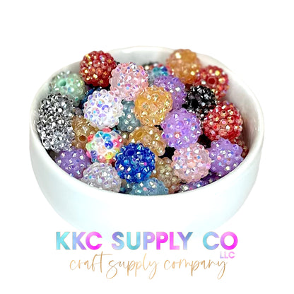 Mix Color Rhinestone Bubblegum Bead 14mm