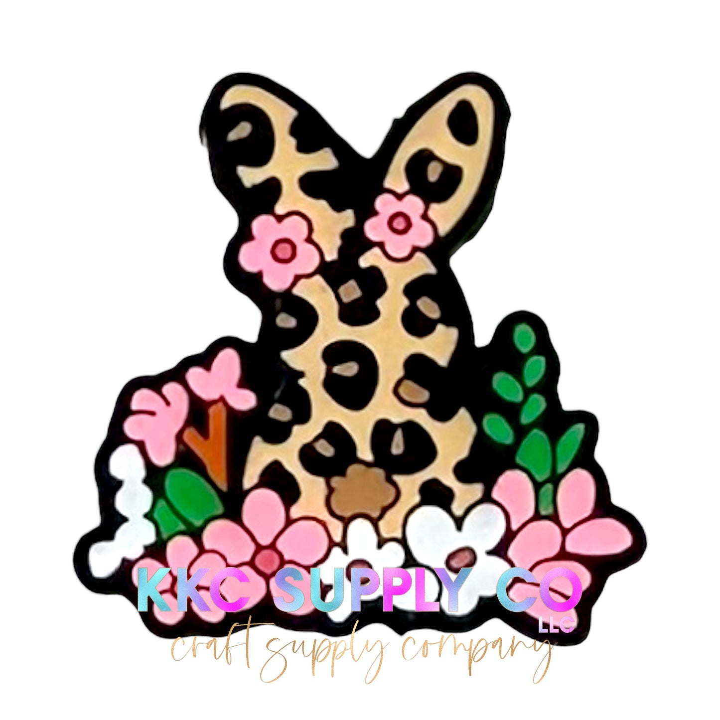 Leopard Floral Bunny Silicone Focal Bead