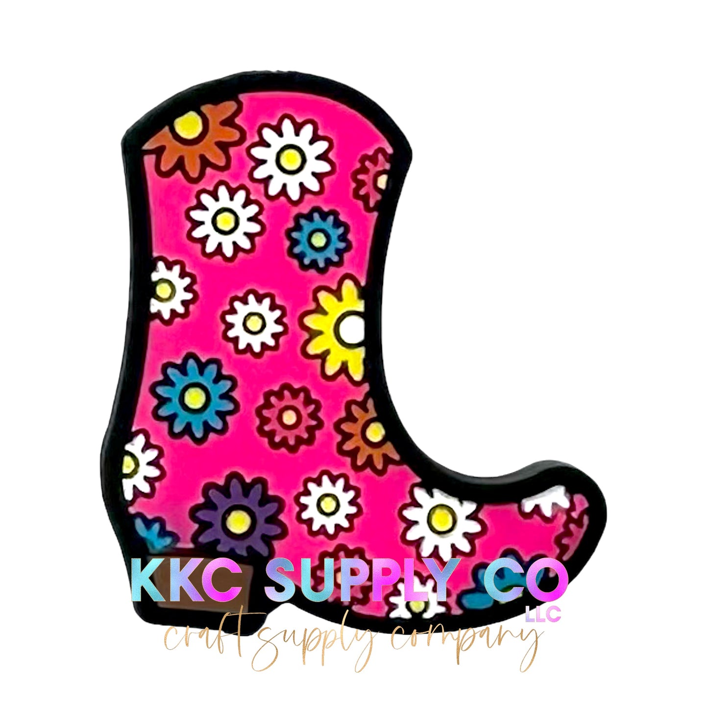 Floral Cowboy Boot Silicone Focal Bead