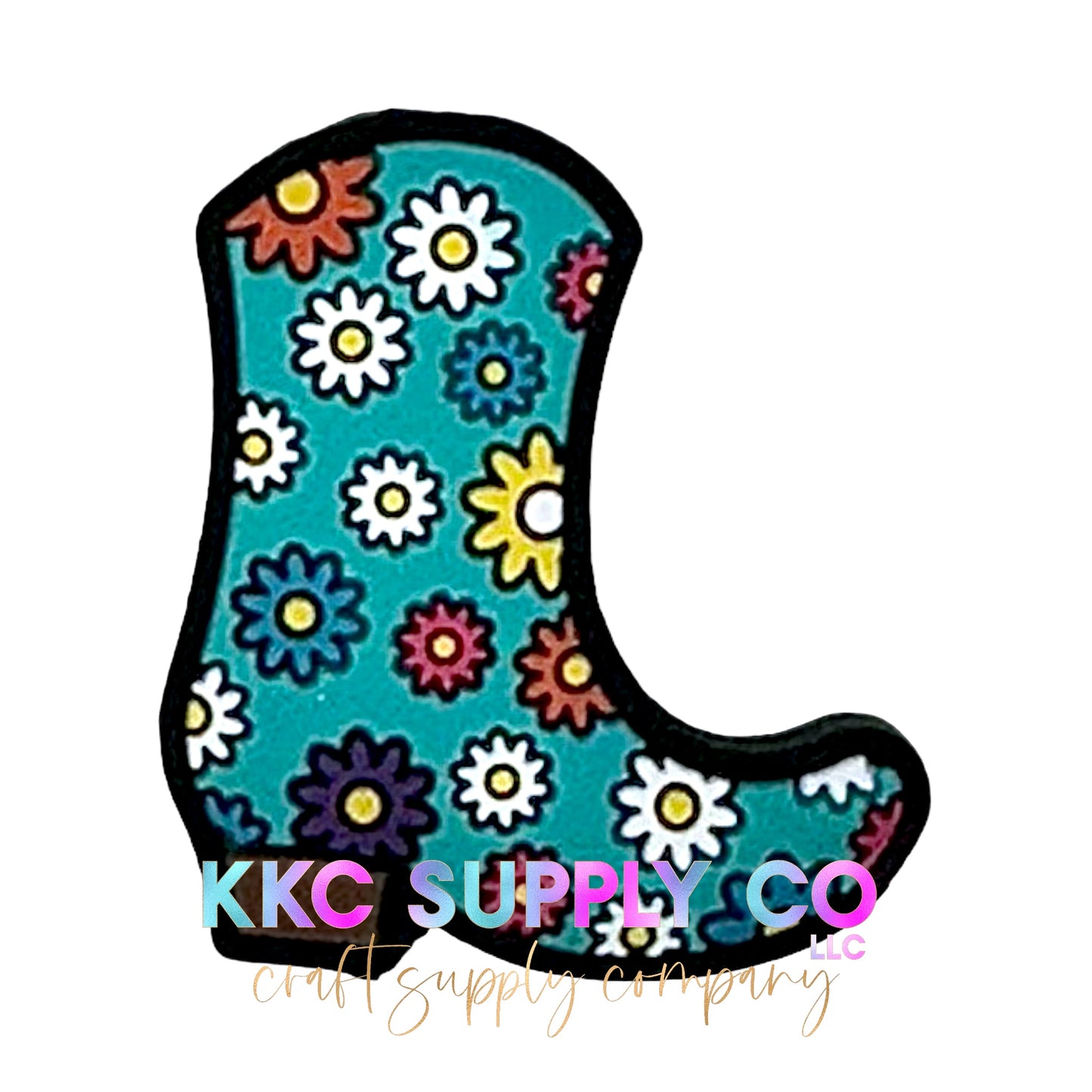Floral Cowboy Boot Silicone Focal Bead