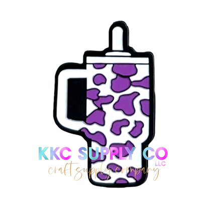 Cow Print Handled Tumbler Silicone Focal Bead