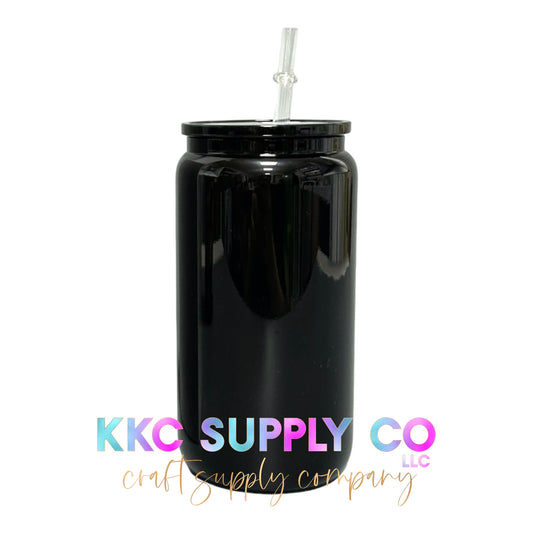 16oz Solid Black Glass Cup Blank