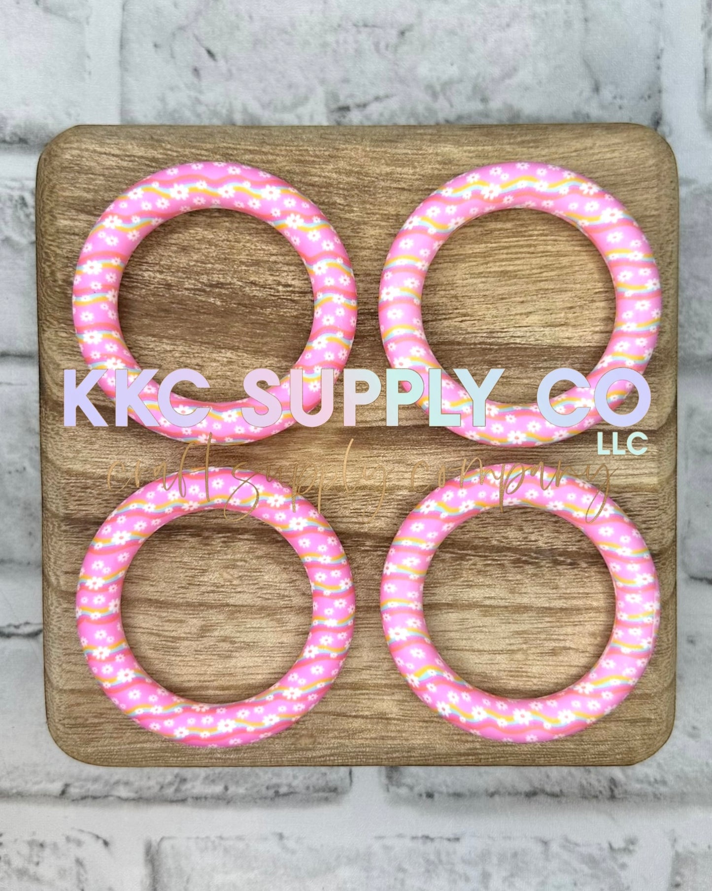 SP101-Pink Retro Daisy 65mm Silicone Ring