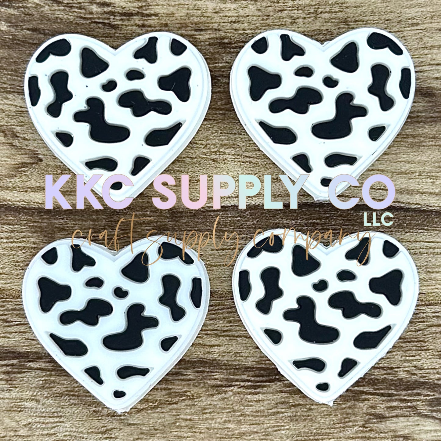 Cow Print Heart PVC Focal Bead