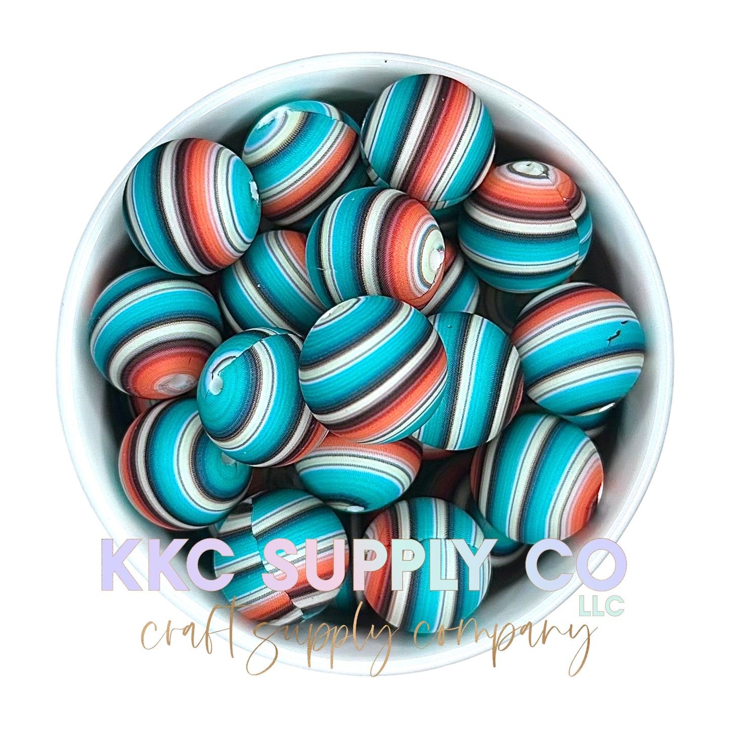 SP106-Western Stripe Printed Silicone Bead 19mm