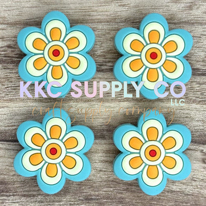 Blue Flower Silicone Focal Bead