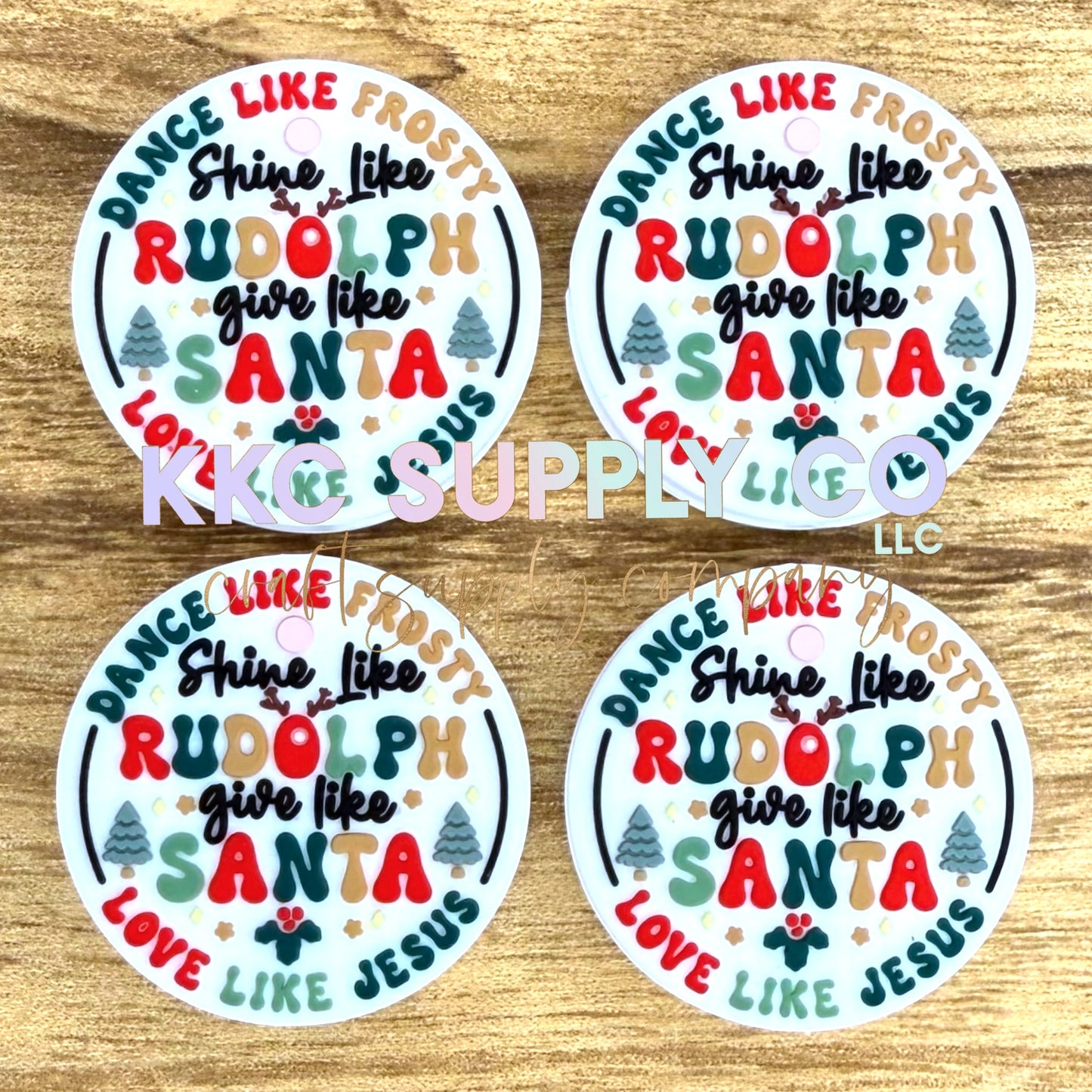 Shine Like Rudolph Give Like Santa Love Like Jesus Silicone Focal Bead