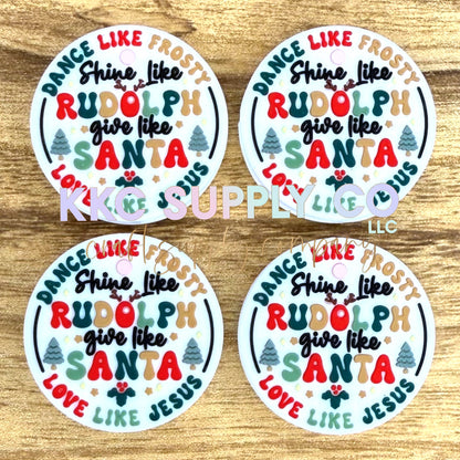 Shine Like Rudolph Give Like Santa Love Like Jesus Silicone Focal Bead