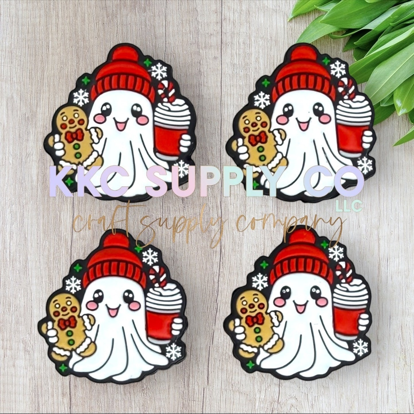 Christmas Ghost Silicone Focal Bead