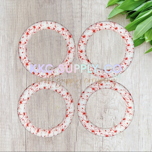 SP51-Red and White Paint Spatter Printed 65mm Silicone Ring