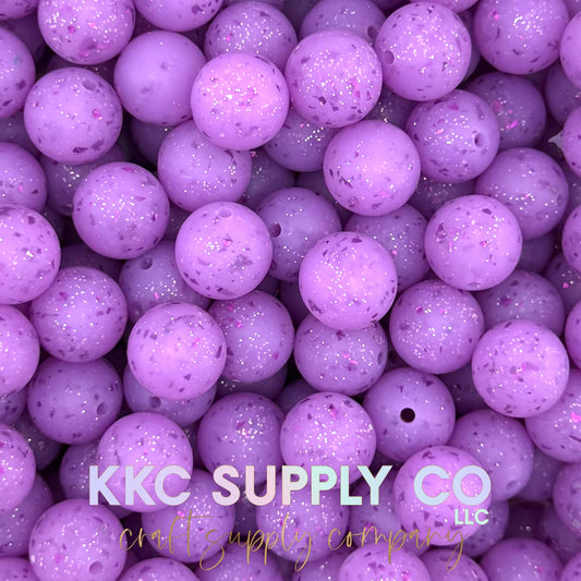 SG58-Purple with Darker Purple Confetti Glitter Silicone Beads