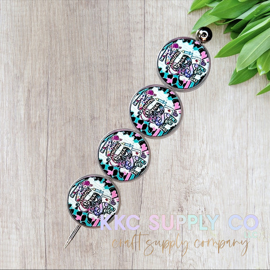 Animal Print Nurse Round Acrylic Focal Bead