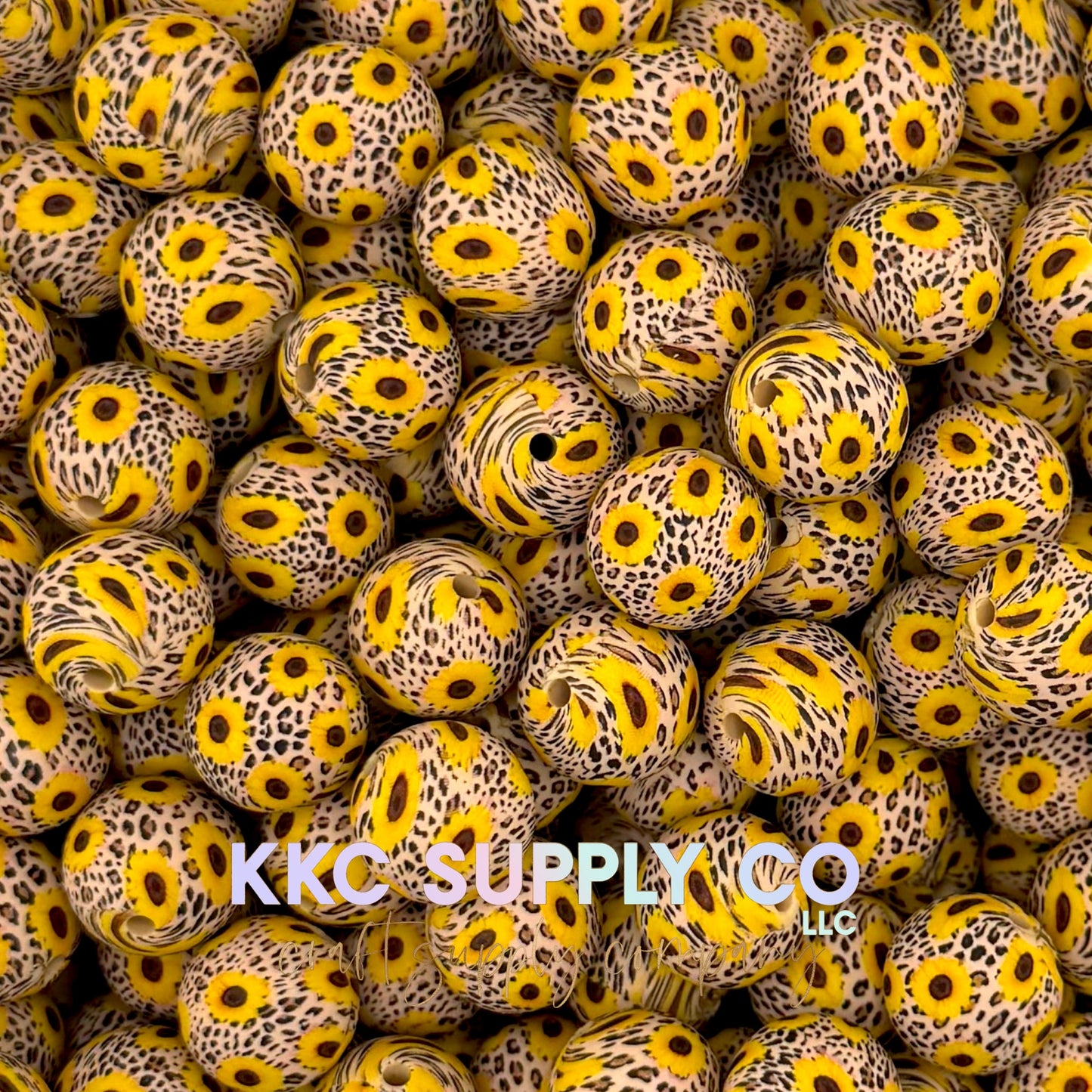 SP265-Leopard Sunflower Silicone Beads
