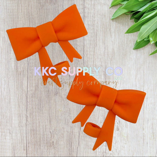 Pumpkin Orange Bow Silicone Straw Topper