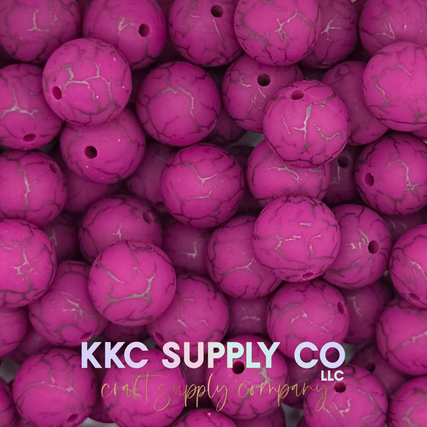 SC16-Very Berry Crackle Silicone Bead 15mm