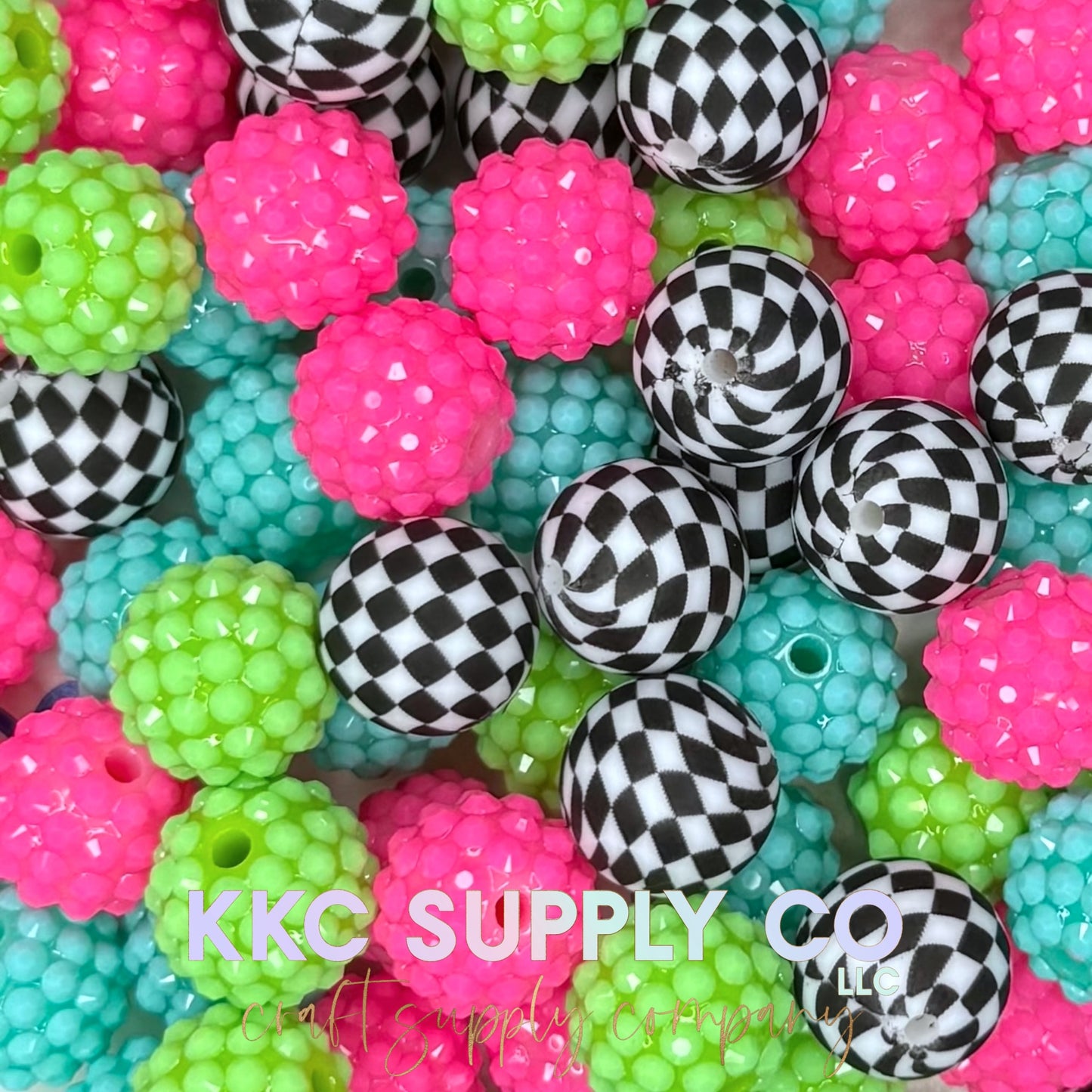 Neon Checker Bead Mix-40 Count