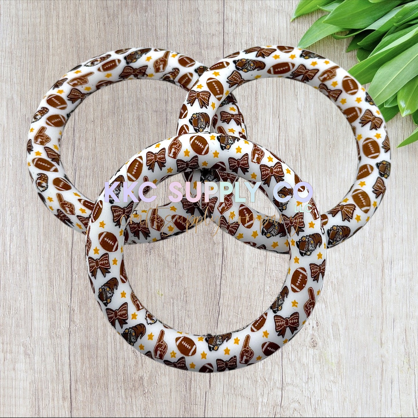 SP272-Touchdowns and Bows Silicone Beads